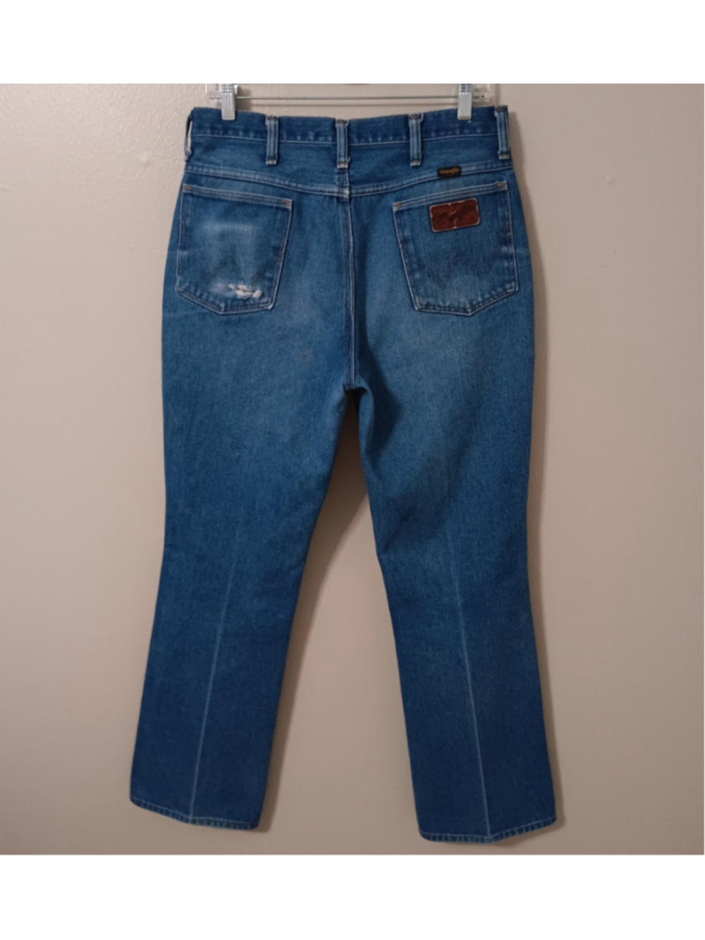 VTG 70s 80s Wrangler Men's 31x31 Blue Jeans 945DEN Reg Fit Bootcut USA *Distress